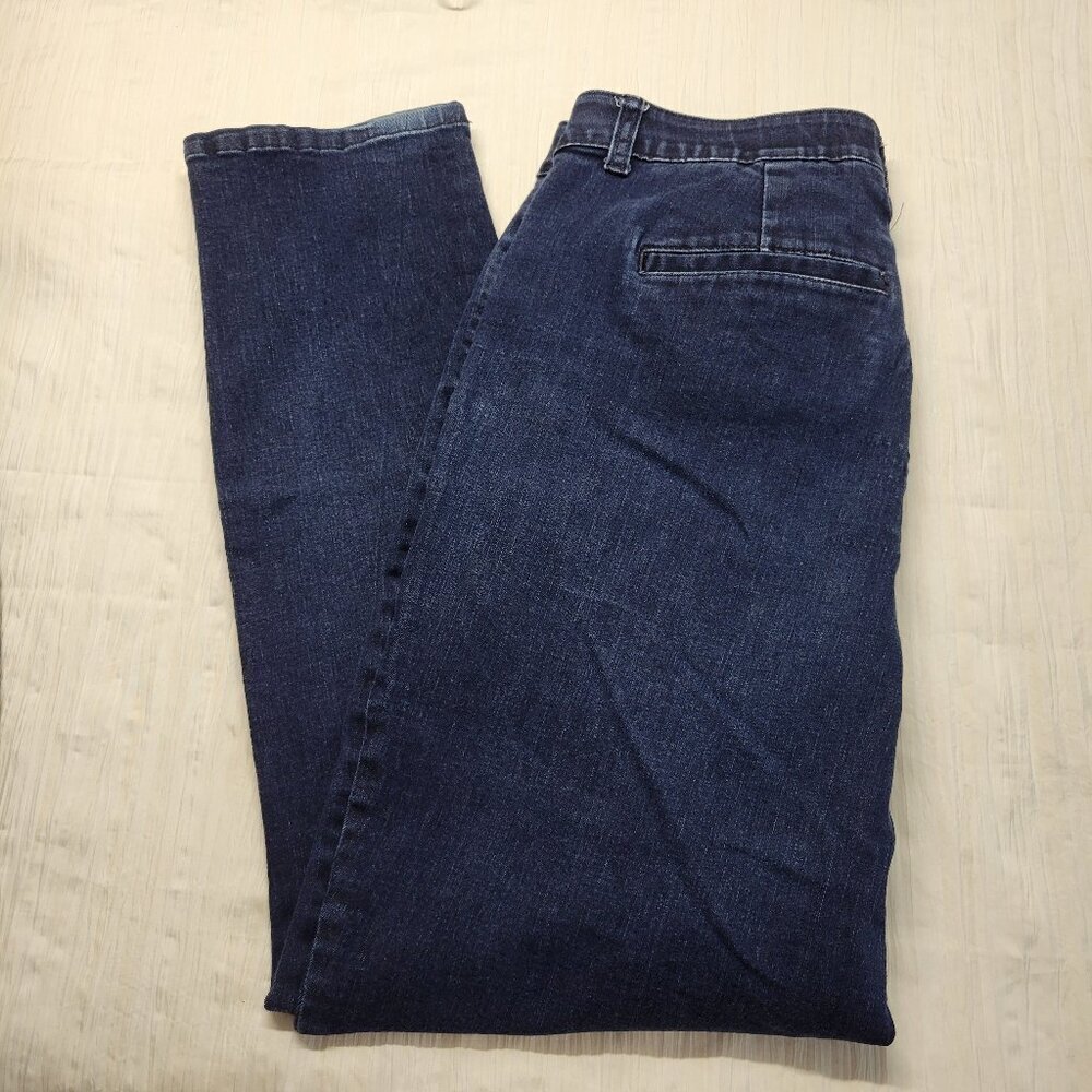 Altered CJ Banks 14W Signature Slimming Dark Wash Denim Blue Straight Jeans